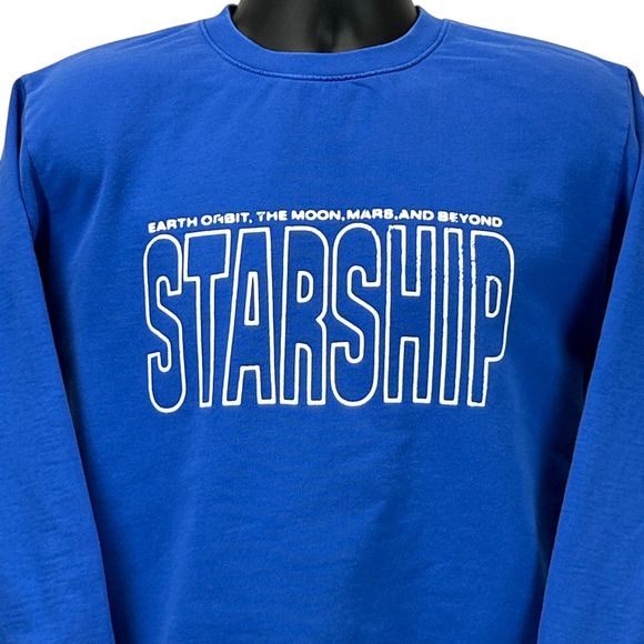 SpaceX Starship Sweatshirt Blue Space Crewneck Sweater Made In USA M Medium